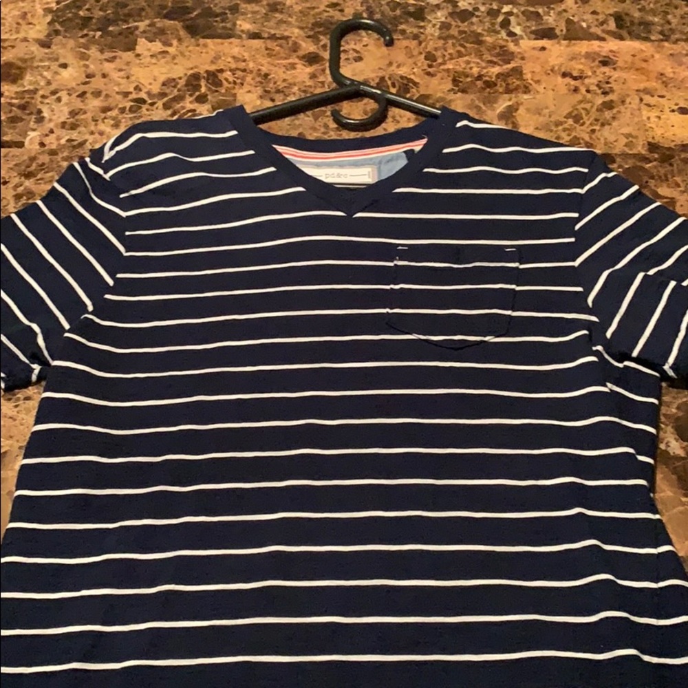 Men’s Blue & White Striped V-Neck